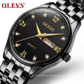 OLEVS 5570 Alloy Case Clock Men Fashion Casual Men's Wristwatch Water Resistant Feature Analog  Steel Belt  Quartz Watch